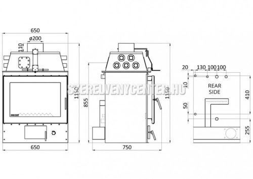 Senko kandallóbetét C-25 Modern, központi fűtésű kandallóhoz, 25 kW