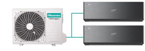 Hisense multi-split klíma szett 5kW (2AMW52U4RXC) kültéri egység + 2db, 2,6kW Energy Pro X Black beltéri egység