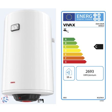 Vivax  EWH-50VR fali elektromos vízmelegítő, villanybojler 50L, cksz.303621