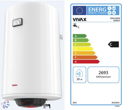 Vivax  EWH-50VR fali elektromos vízmelegítő, villanybojler 50L, cksz.303621
