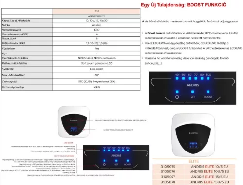 Ariston ANDRIS ELITE 15/5 EU elektromos vízmelegítő, mosogató alá (3105078)