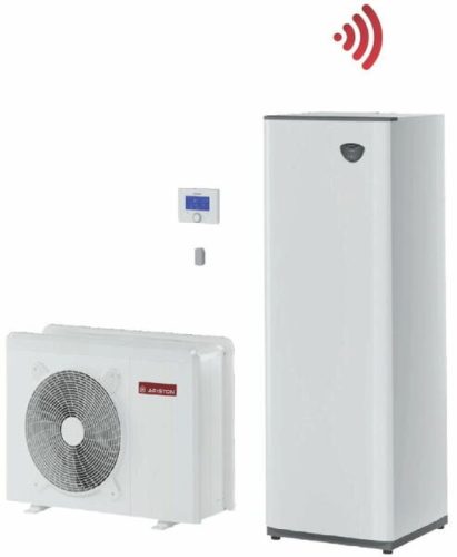 Ariston Nimbus Compact 80 M 2Z NET R32 (3301859) monoblokkos 8kW, 2 fűtőkört vezérlő hőszivattyú, 1 fázisú, 4kW-os fűtőpatronnal, 180 literes HMV tárolóval szerelt fali beltéri egységgel