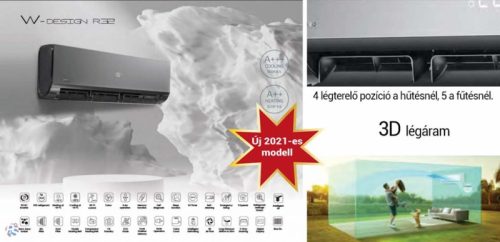 Vivax ArtCool ACP-12CH35REWI W design - Fekete tükrös, split klíma, oldalfali szett 3,5 kW, WIFI, Inonizátor, -25°C-ig fűtés