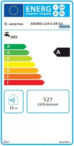 Ariston AN LUX 6 OR, 6 literes elektromos tárolós vízmelegítő, A energiaosztály, cksz.3626236 Mosogató fölé