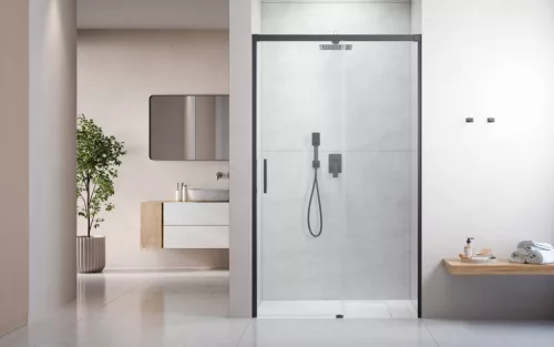 Idea Brushed GunMetal DWJ szálcsiszolt fegyvermetál zuhanyajtó 110 átlátszó jobbos