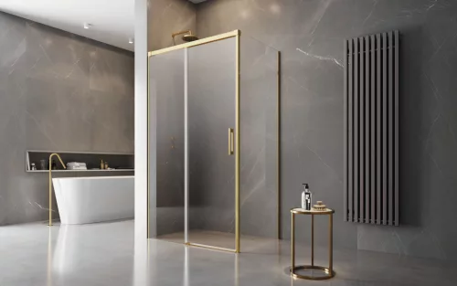 Idea Gold KDJ szögletes arany zuhanykabin 100x90 átlátszó balos