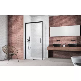   Idea Black KDJ szögletes fekete zuhanykabin 120x80 átlátszó balos