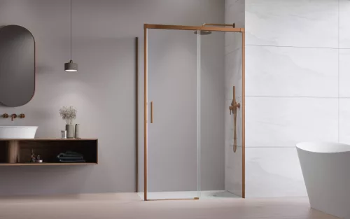 Idea Brushed Copper KDJ szögletes szálcsiszolt réz zuhanykabin 130x75 átlátszó jobbos