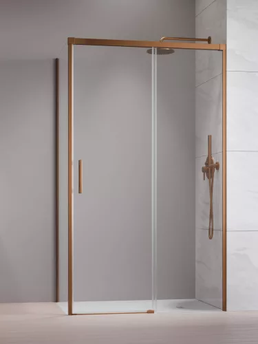 Idea Brushed Copper KDJ szögletes szálcsiszolt réz zuhanykabin 130x75 átlátszó jobbos