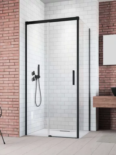 Idea Black KDJ szögletes fekete zuhanykabin 140x75 átlátszó jobbos