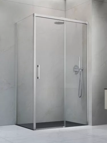 Idea Brushed Nickel KDJ szögletes szálcsiszolt króm zuhanykabin 140x80 átlátszó balos