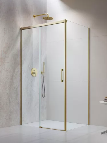 Idea Brushed Gold KDJ szögletes szálcsiszolt arany zuhanykabin 150x90 átlátszó jobbos