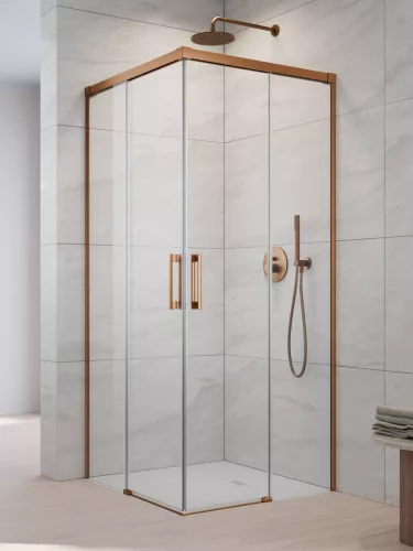 Idea Brushed Copper KDD szögletes szálcsiszolt réz zuhanykabin 90x80 átlátszó
