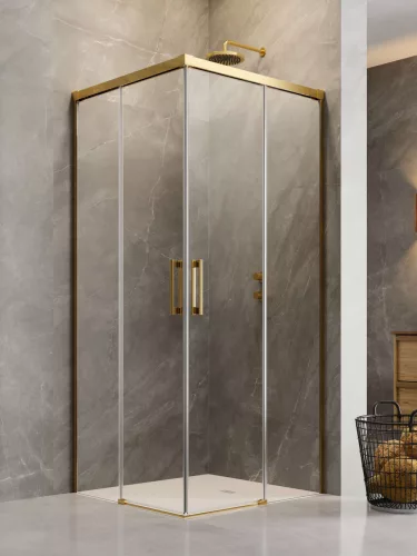 Idea Gold KDD szögletes arany zuhanykabin 80x80 átlátszó