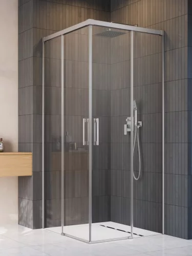 Idea Brushed Nickel KDD szögletes szálcsiszolt króm zuhanykabin 80x90 átlátszó