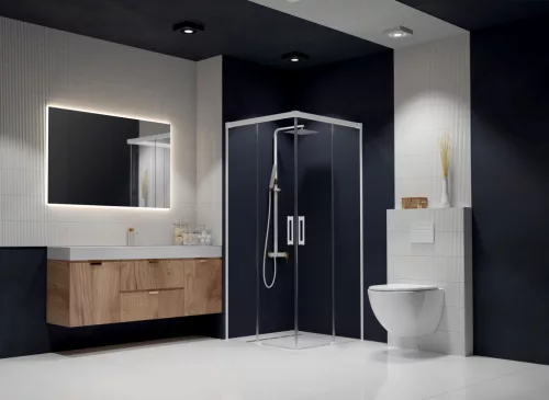 Idea White KDD szögletes fehér zuhanykabin 75x90 átlátszó