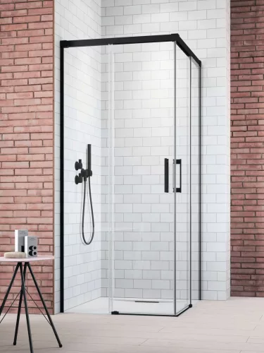 Idea Black KDD szögletes fekete zuhanykabin 75x75 átlátszó