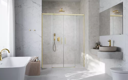 Idea Brushed Gold DWD szálcsiszolt arany zuhanyajtó 200 átlátszó