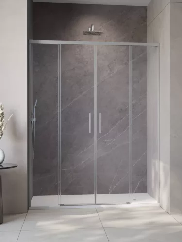 Idea Brushed Nickel DWD szálcsiszolt króm zuhanyajtó 140 átlátszó