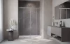 Idea Brushed Nickel DWD szálcsiszolt króm zuhanyajtó 140 átlátszó