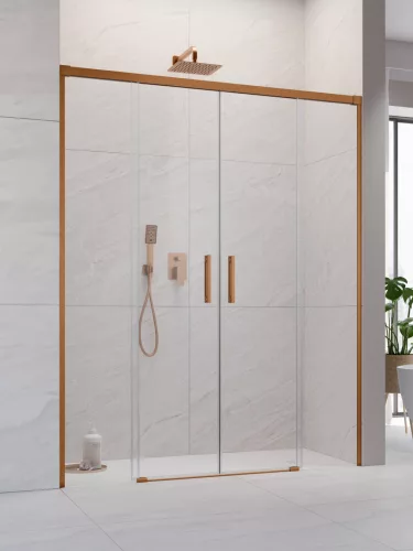 Idea Brushed Copper DWD szálcsiszolt réz zuhanyajtó 140 átlátszó