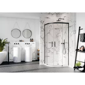 Idea Black PDD íves fekete zuhanykabin 90x120 átlátszó
