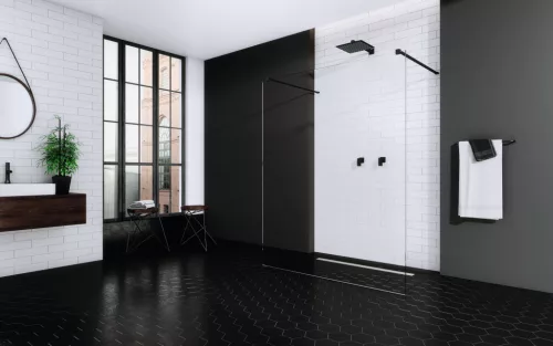Modo New Black I Walk-in fekete zuhanyfal 130 átlátszó