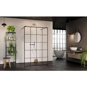   Modo New Black I Factory Walk-in fekete zuhanyfal 130 átlátszó