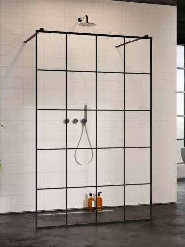 Modo New Black I Factory Walk-in fekete zuhanyfal 130 átlátszó