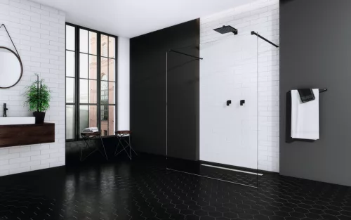 Modo X Black I Walk-in fekete zuhanyfal 120 átlátszó