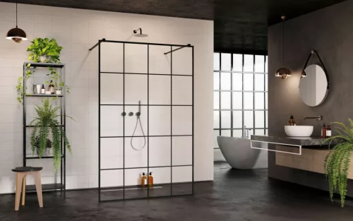 Modo X Black I Factory Walk-in fekete zuhanyfal 130 átlátszó