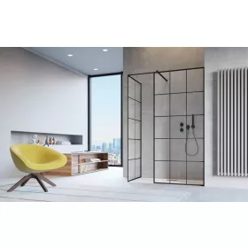   Modo New Black III Factory Walk-in fekete zuhanyfal 50x50 átlátszó