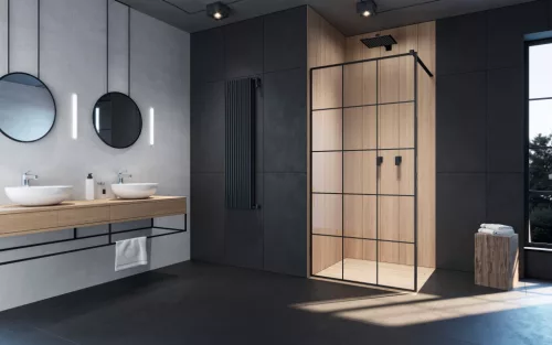 Modo New Black II Factory Walk-in fekete zuhanyfal 50 átlátszó