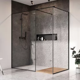   Modo New Black III Frame Walk-in fekete zuhanyfal 50x50 átlátszó
