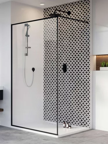 Modo New Black II Frame Walk-in fekete zuhanyfal 55 átlátszó