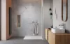Modo New Brushed Nickel II Walk-in szálcsiszolt króm zuhanyfal törölközőtartóval 85 átlátszó