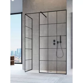   Modo New Black III Factory Walk-in fekete zuhanyfal 90x140 átlátszó