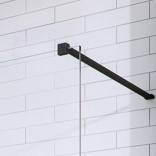 Modo New Black II Walk-in fekete zuhanyfal törölközőtartóval 120 átlátszó