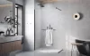 Modo New Black II Walk-in fekete zuhanyfal törölközőtartóval 120 átlátszó