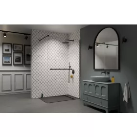   Modo New Brushed Gunmetal II Walk-in szálcsiszolt fegyvermetál zuhanyfal törölközőtartóval 120 átlátszó