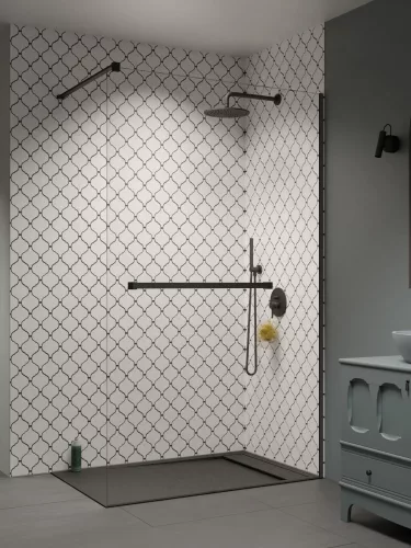 Modo New Brushed Gunmetal II Walk-in szálcsiszolt fegyvermetál zuhanyfal törölközőtartóval 120 átlátszó