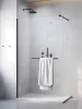 Modo New Black II Walk-in fekete zuhanyfal törölközőtartóval 140 átlátszó