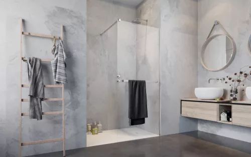Modo New II Walk-in zuhanyfal törölközőtartóval 150 átlátszó