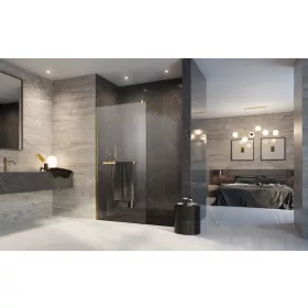   Modo New Gold II Walk-in arany zuhanyfal törölközőtartóval 150 átlátszó