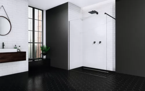 Modo New Black II Walk-in fekete zuhanyfal 160 átlátszó