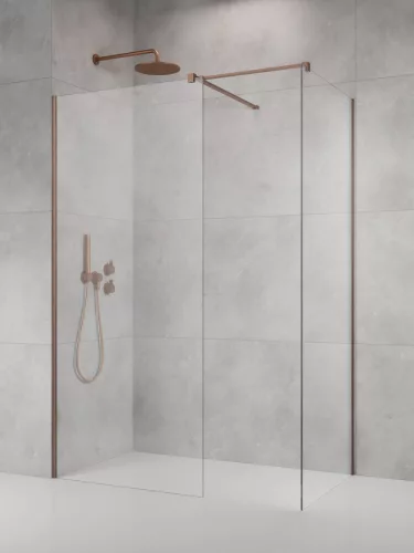 Modo X Brushed Copper III Walk-in szálcsiszolt réz zuhanyfal 90x90 átlátszó