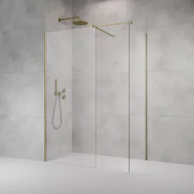   Modo X Brushed Gold III Walk-in szálcsiszolt arany zuhanyfal 90x90 átlátszó