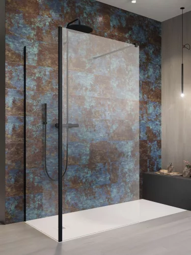 Modo New Black IV Walk-in fekete zuhanyfal 140x75 átlátszó