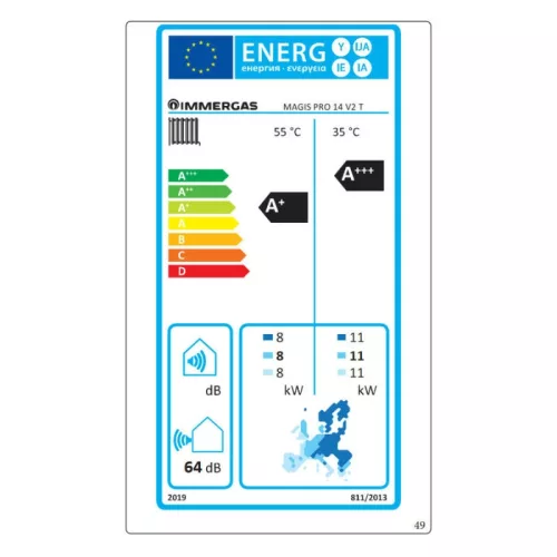 Immergas Magis Pro 14 V2 T Split rendszerű levegő-víz hőszivattyú beltéri és kültéri egységgel, 3 fázis 3.030667