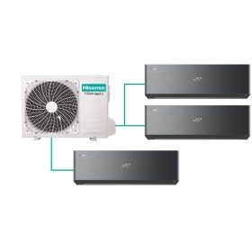   Hisense multi-split klíma szett 7,2kW (3AMW72U4RJC) kültéri egység + 3db, 2,6kW Energy Pro X Black beltéri egység